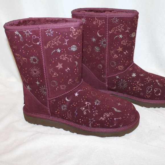 NIB CLASSIC SHORT WOMEN'S UGG ZODIAC SUEDE SHEARLING BOOTS - Picture 3 of 8